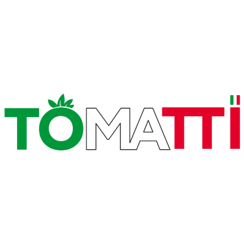 Логотип: TOMATTI — продукты из томатов по итальянским традициям: соусы, томатная паста и вяленые томаты. Натуральный вкус, высокое качество и вдохновение для любимых блюд