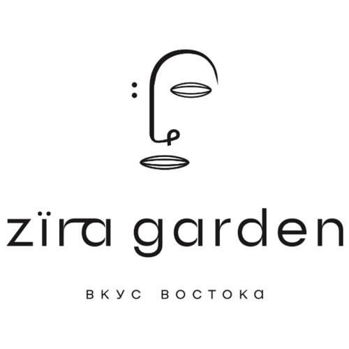 Логотип: ZiRA GARDEN — ресторан, где традиции Востока встречаются с современной гастрономией. Тажины, хумус, восточные десерты и кухня пяти стран в атмосфере сада, уюта и эстетики
