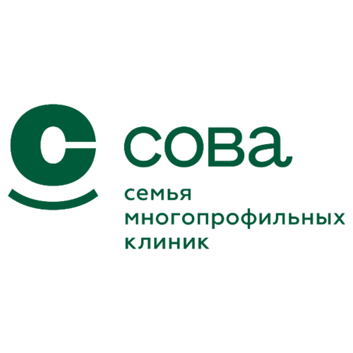Логотип: Семья многопрофильных клиник «СОВА» — полный комплекс медицинской помощи для всей семьи. От консультаций и диагностики до хирургии, стационара и специализированных направлений